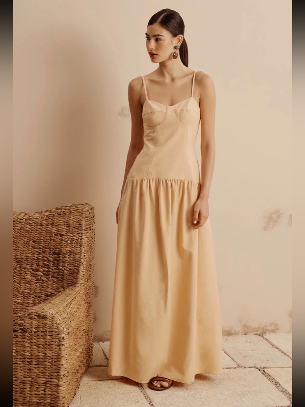 NWT Cacay $439 Long Drop Waist Dress  Size Small